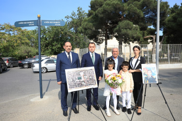 Vətən Müharibəsi Qəhrəmanı şəhid mayor Amid Heydərovun adını daşıyan küçənin ünvan lövhəsinin açılışı  - 28.09.2023