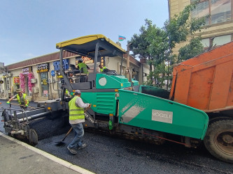 Nizami rayonunda yol infrastrukturunun yenilənməsi işləri davam etdirilir - 08.07.2026
