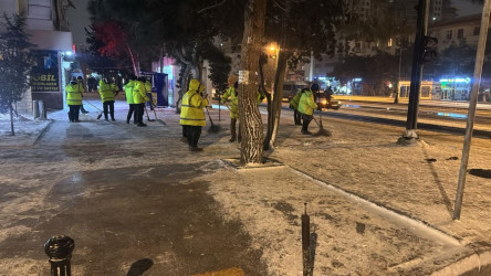 Nizami rayonunda qarlı hava şəraiti ilə əlaqədar operativ tədbirlər görülüb - 25-02-2025