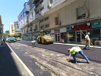 Nizami rayonunda yol infrastrukturunun yenilənməsi işləri davam etdirilir - 08.07.2026
