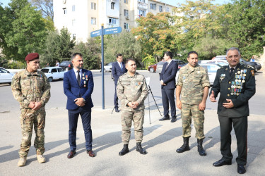 Vətən Müharibəsi Qəhrəmanı şəhid mayor Amid Heydərovun adını daşıyan küçənin ünvan lövhəsinin açılışı  - 28.09.2023